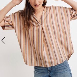 NWT Madewell Button-Back Shirt in Rainbow Stripe